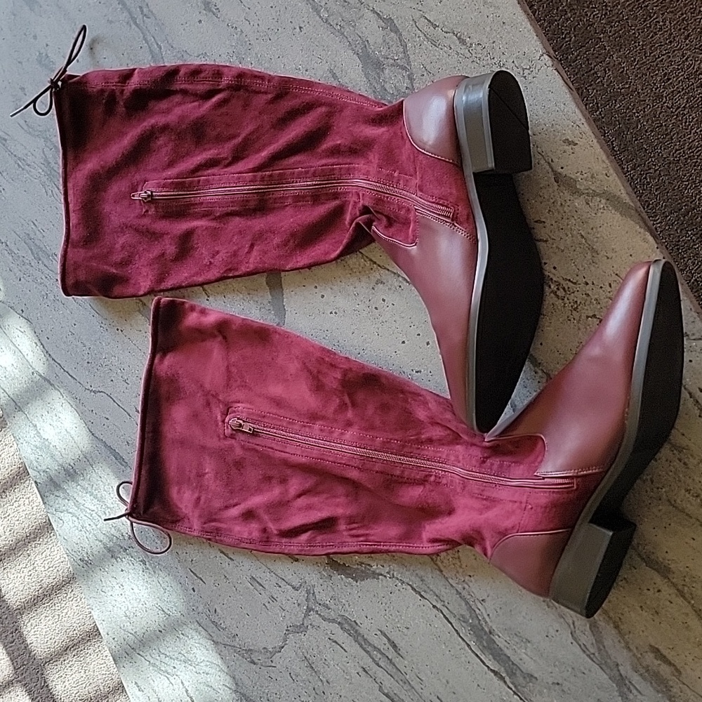 Cloudwalkers Foley Faux Suede&Leather Boots Wine color size 10W